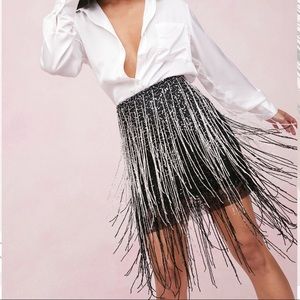 Nasty Gal Embellished Metallic Fringe Mini Skirt